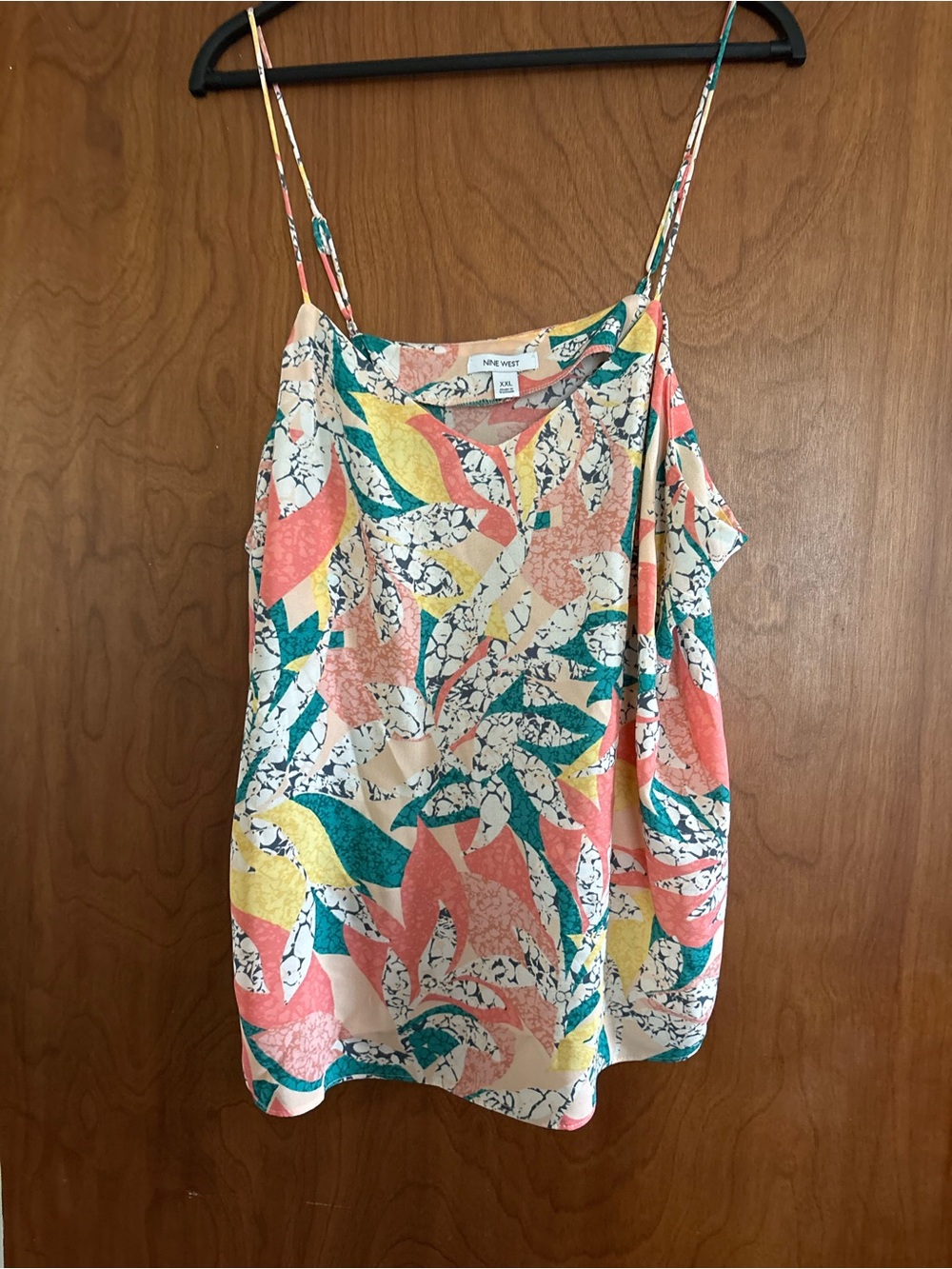 Nine West Coral Teal Yellow Floral Spaghetti Strap Cami